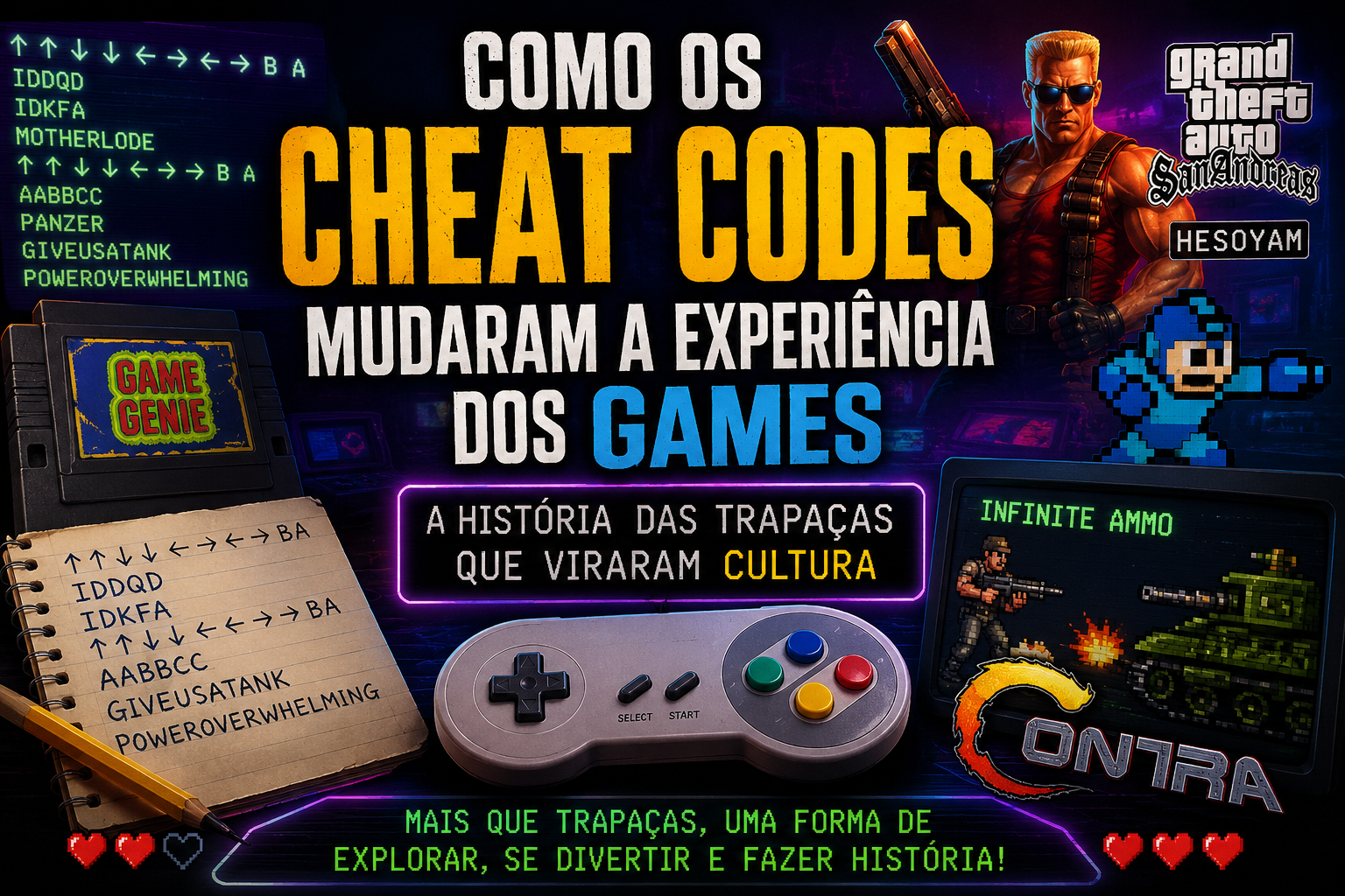 Como os Cheat Codes Mudaram a Experiência dos Games — A História das Trapaças que Viraram Cultura